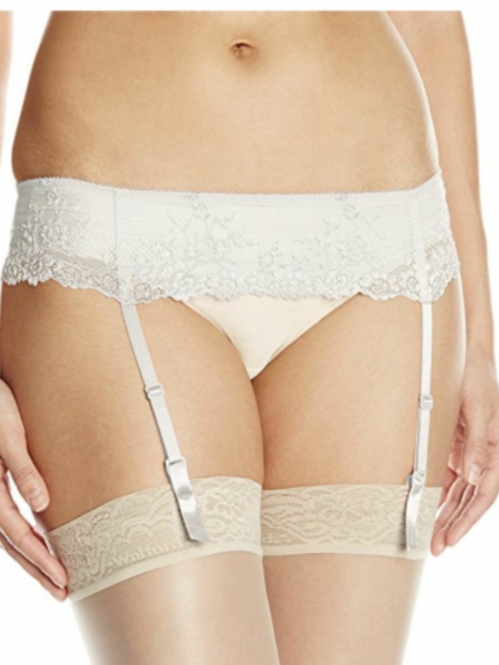 Wacoal Embrace Garter Belt Embrace Lace White/Silver Women's Size M/L